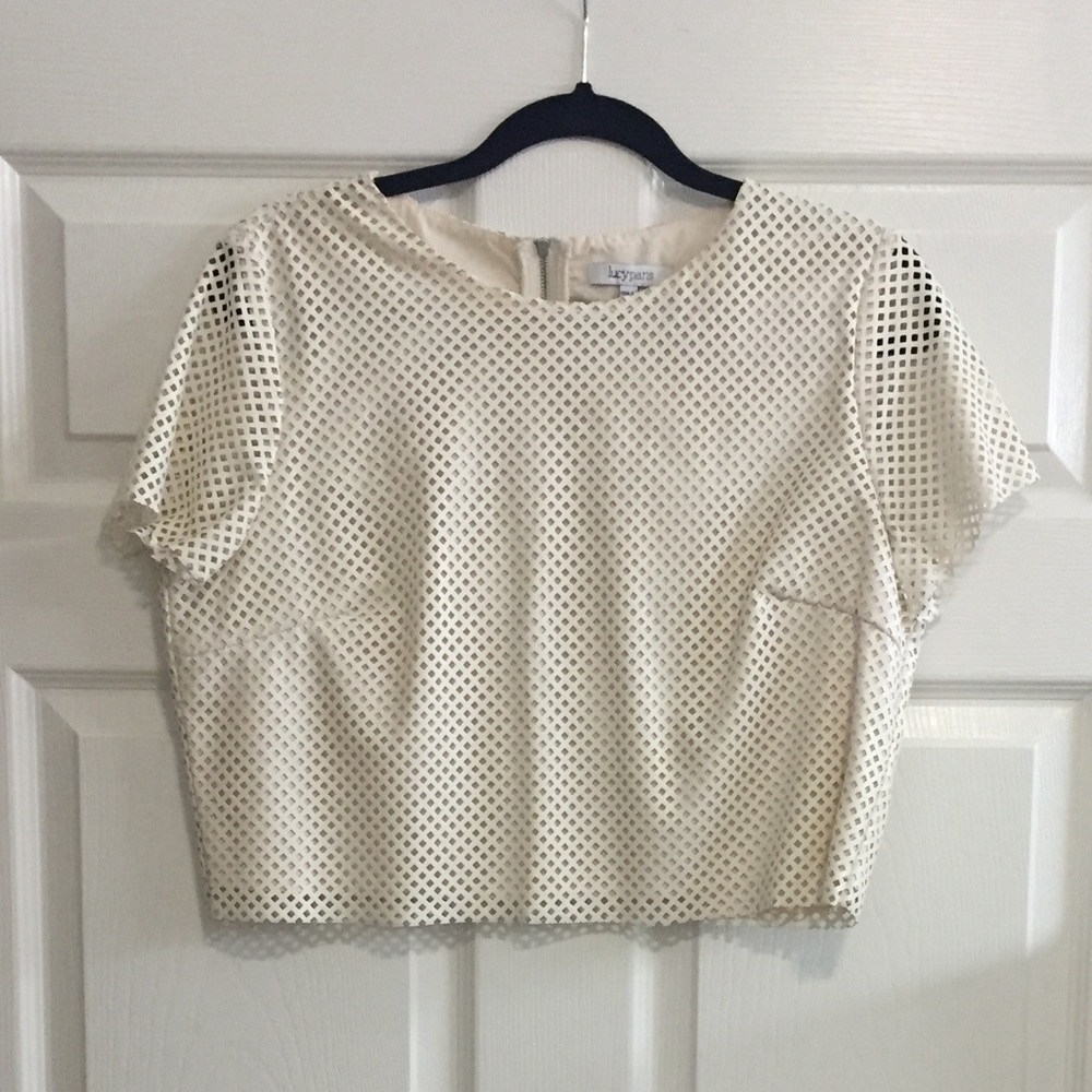 Lucy Paris-Faux leather crop top.