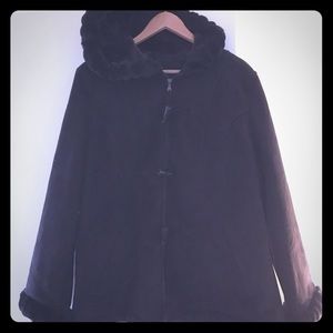 Dark brown cozy winter jacket with hood XL