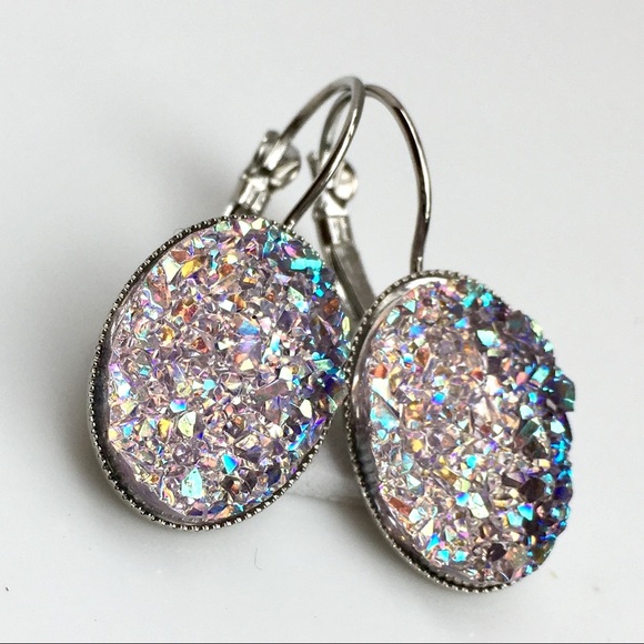 3 for 20⚡️Lavender Iridescent faux druzy earrings - Picture 3 of 7