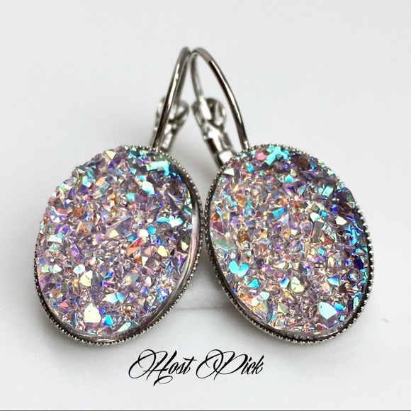 3 for 20⚡️Lavender Iridescent faux druzy earrings - Picture 2 of 7