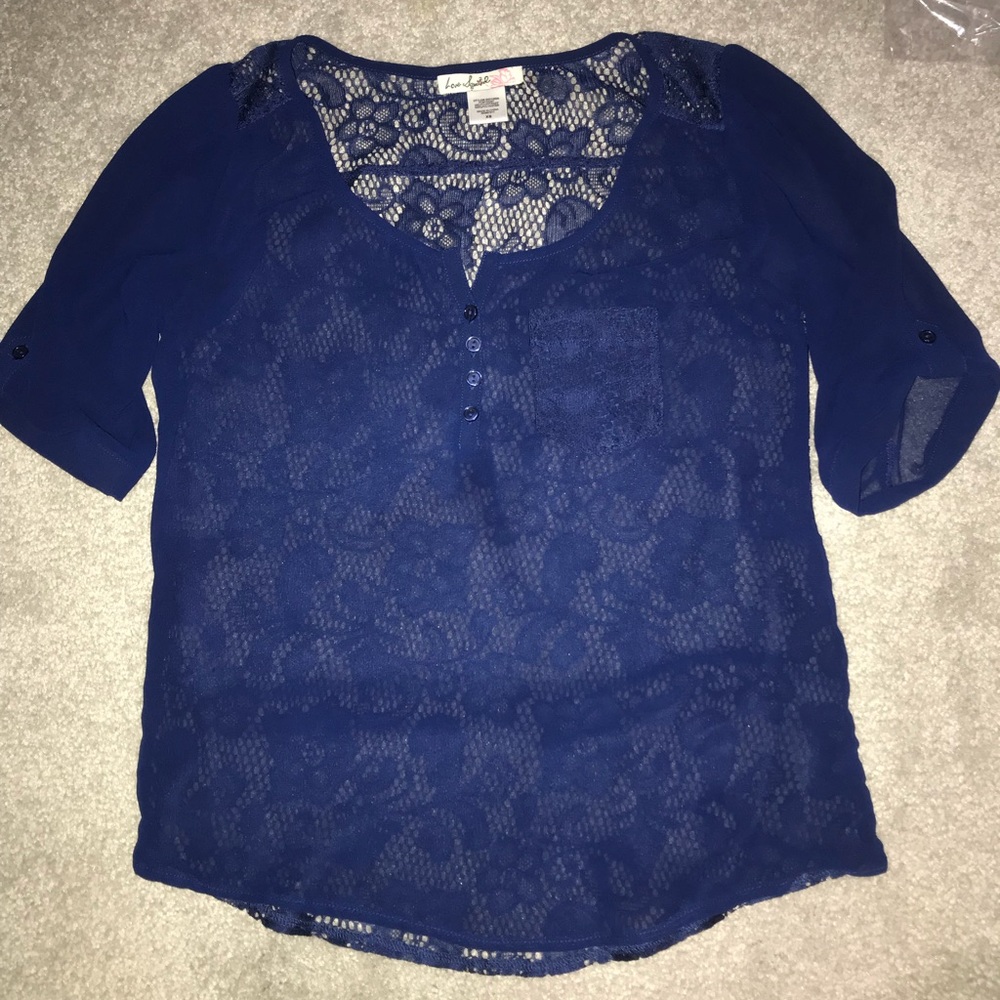 Lace Back Top With Pocket