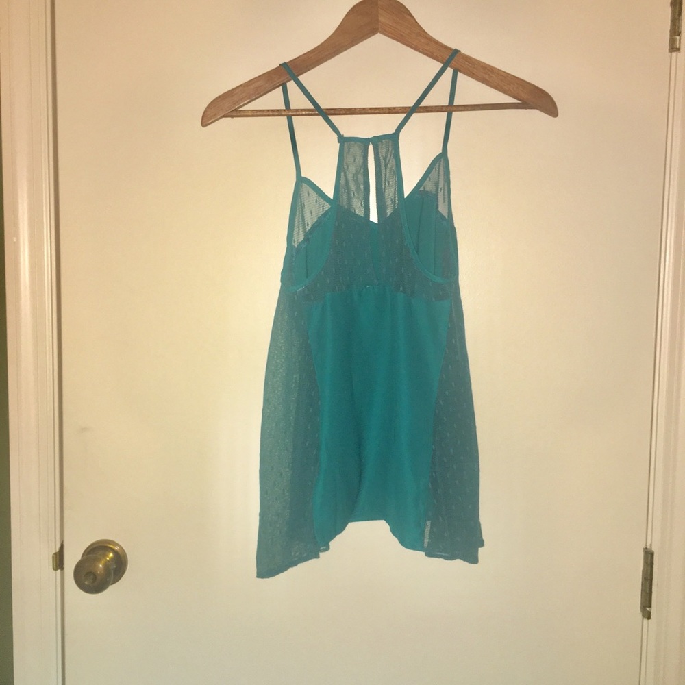 UO Kimchi Blue Teal Lace Tank Blouse