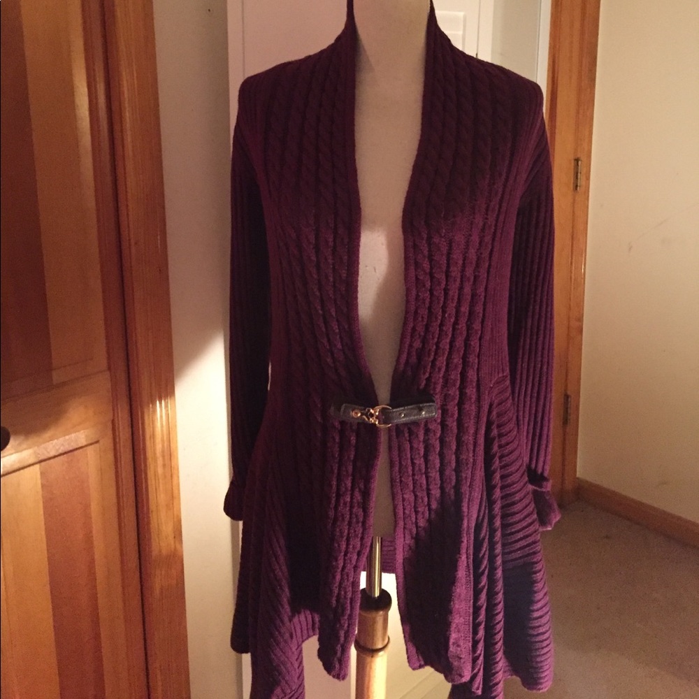 One A long cardigan with faux belt closure