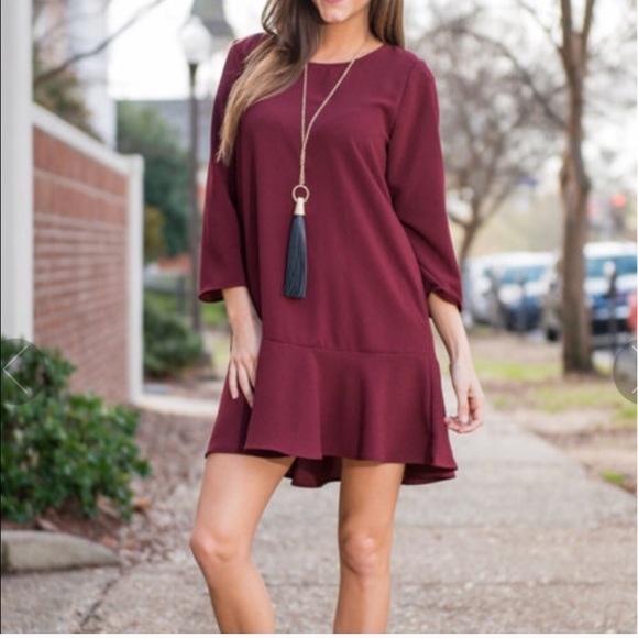 Dresses & Skirts - Burgundy Peplum Dress