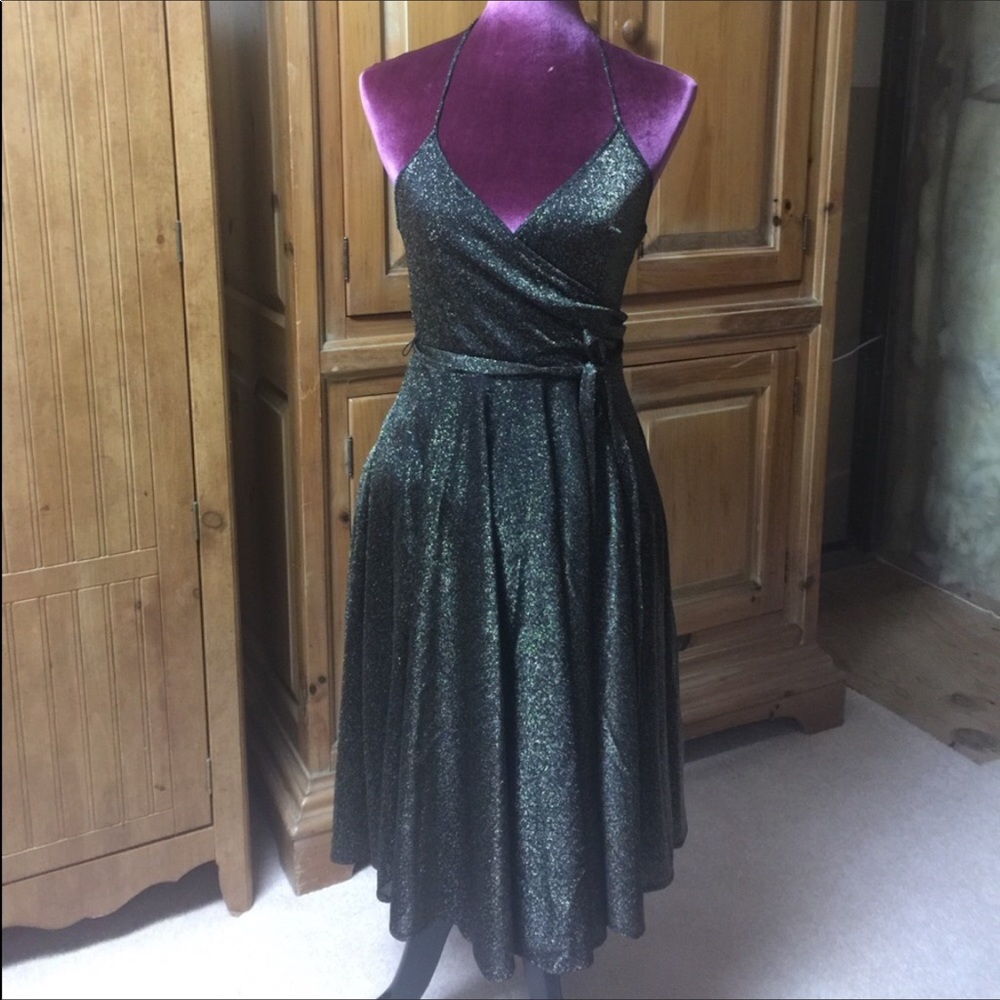 Sky dress gold/deep green