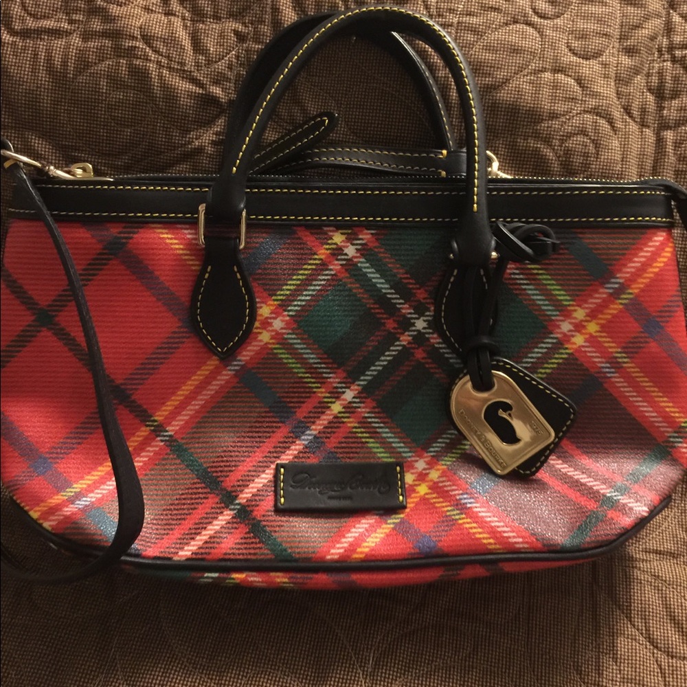 Dooney and bourke red tartan handbag
