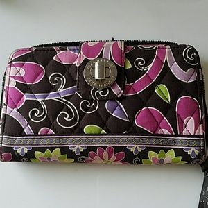 Vera Bradley turnlock wallet in purple patch