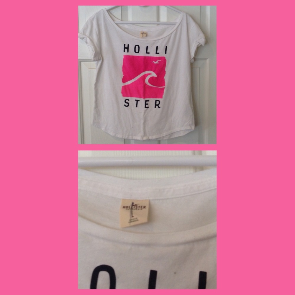 Pink & white hollister oversized crop top