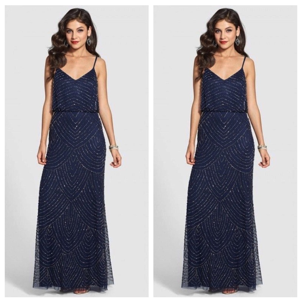 GORGEOUS Adrianna Papell beaded chiffon dress!