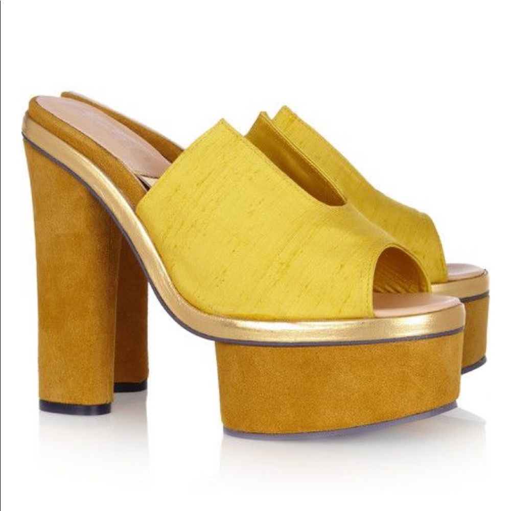 Acne Audrey Silk & Suede Platform Slides