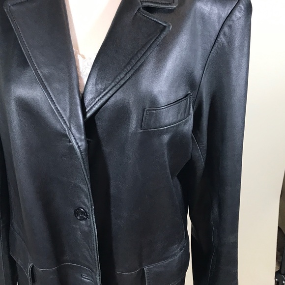 Y2K Black Leather Trench Coat - Picture 4 of 8