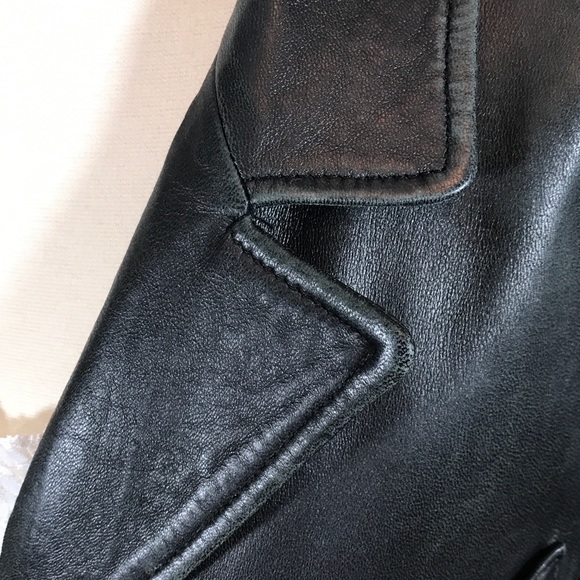 Y2K Black Leather Trench Coat - Picture 8 of 8