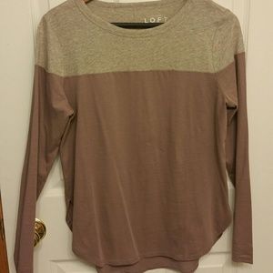 Ann Taylor Loft Color Block Long Sleeve Tee (Med)