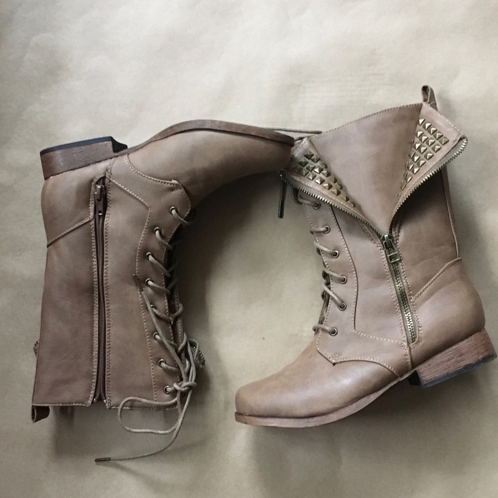 Taupe Boots with Studded Details