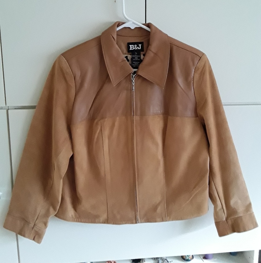 B&J Leather jacket with suede zipper down.