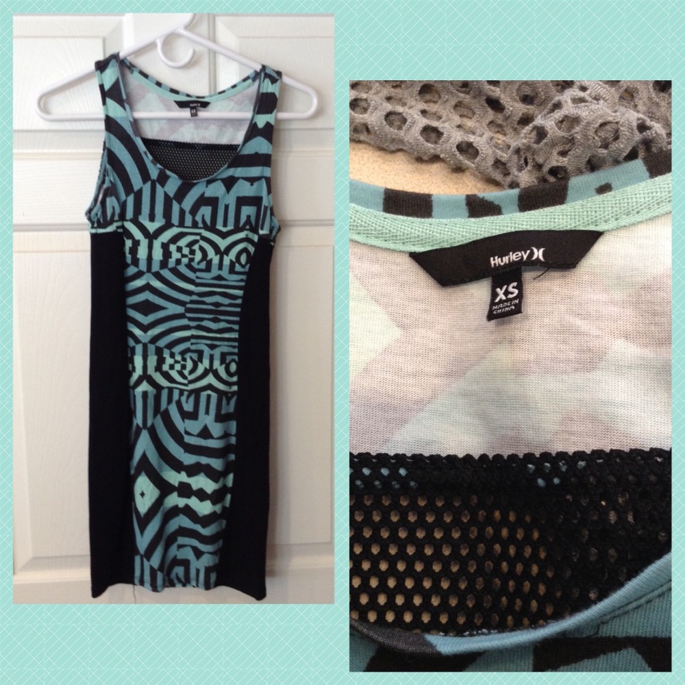 Green&black geometric pattern Hurley bodycon dress