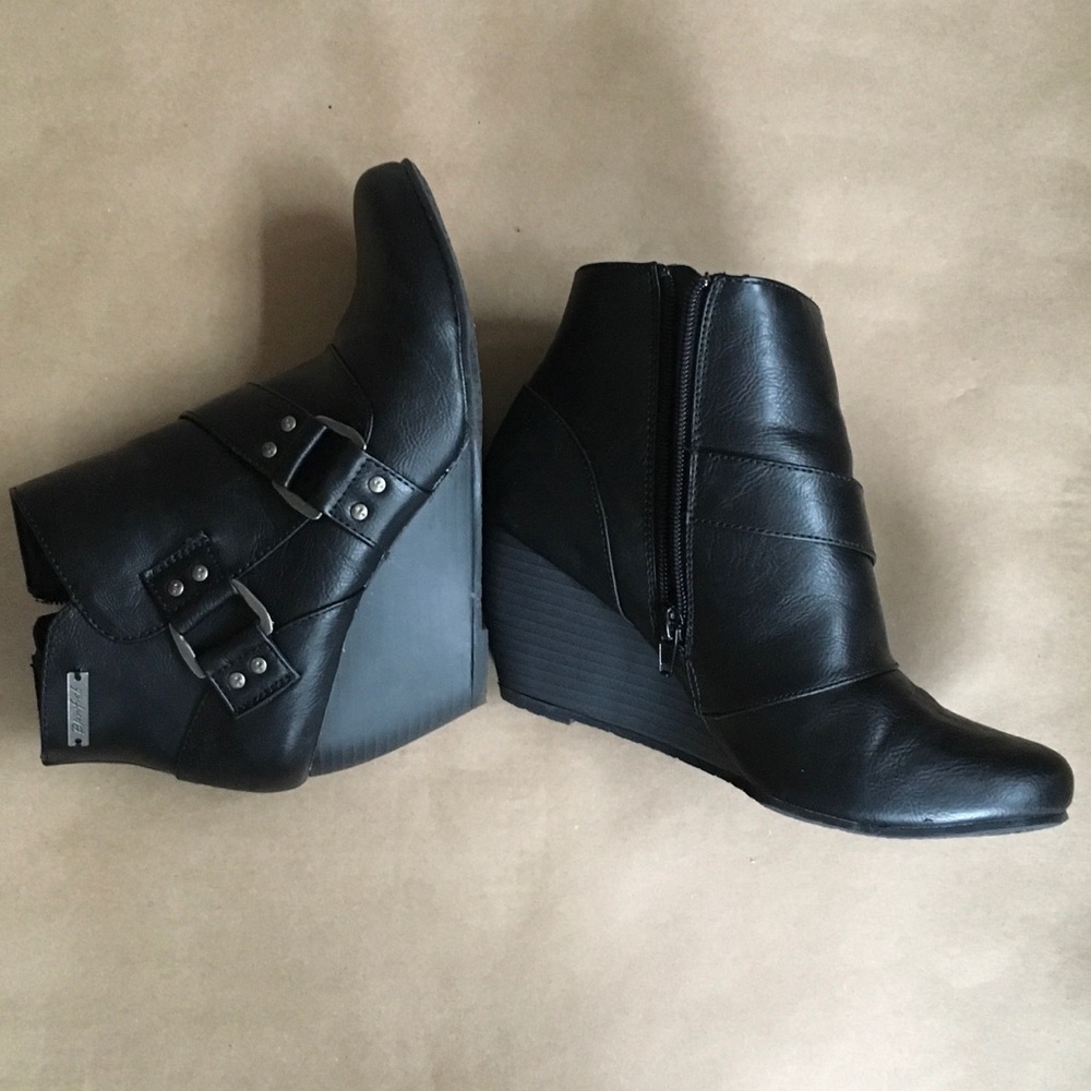 Black Wedge Booties