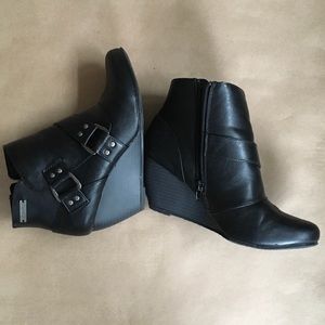 Black Wedge Booties
