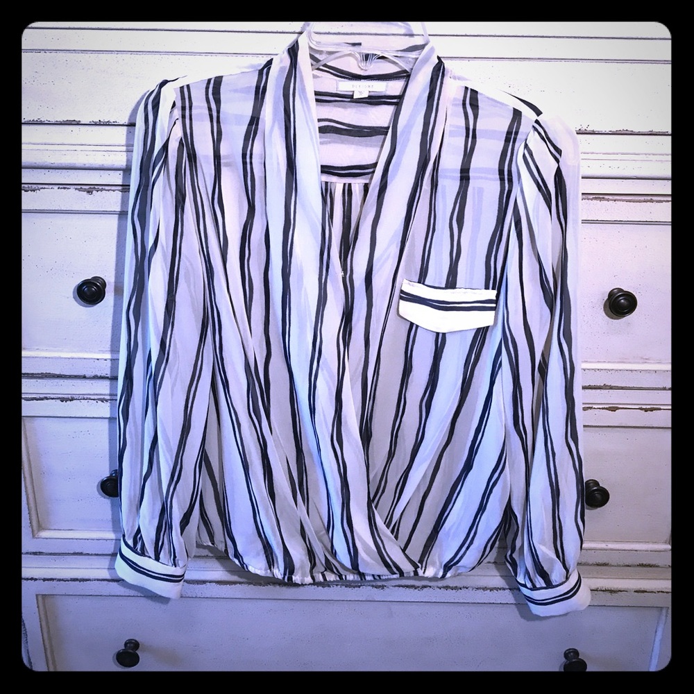 3 for $20 Navy/cream blouse from Nordstrom w cami