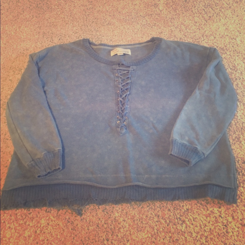 Vintage Havana destressed laced up sweat shirt