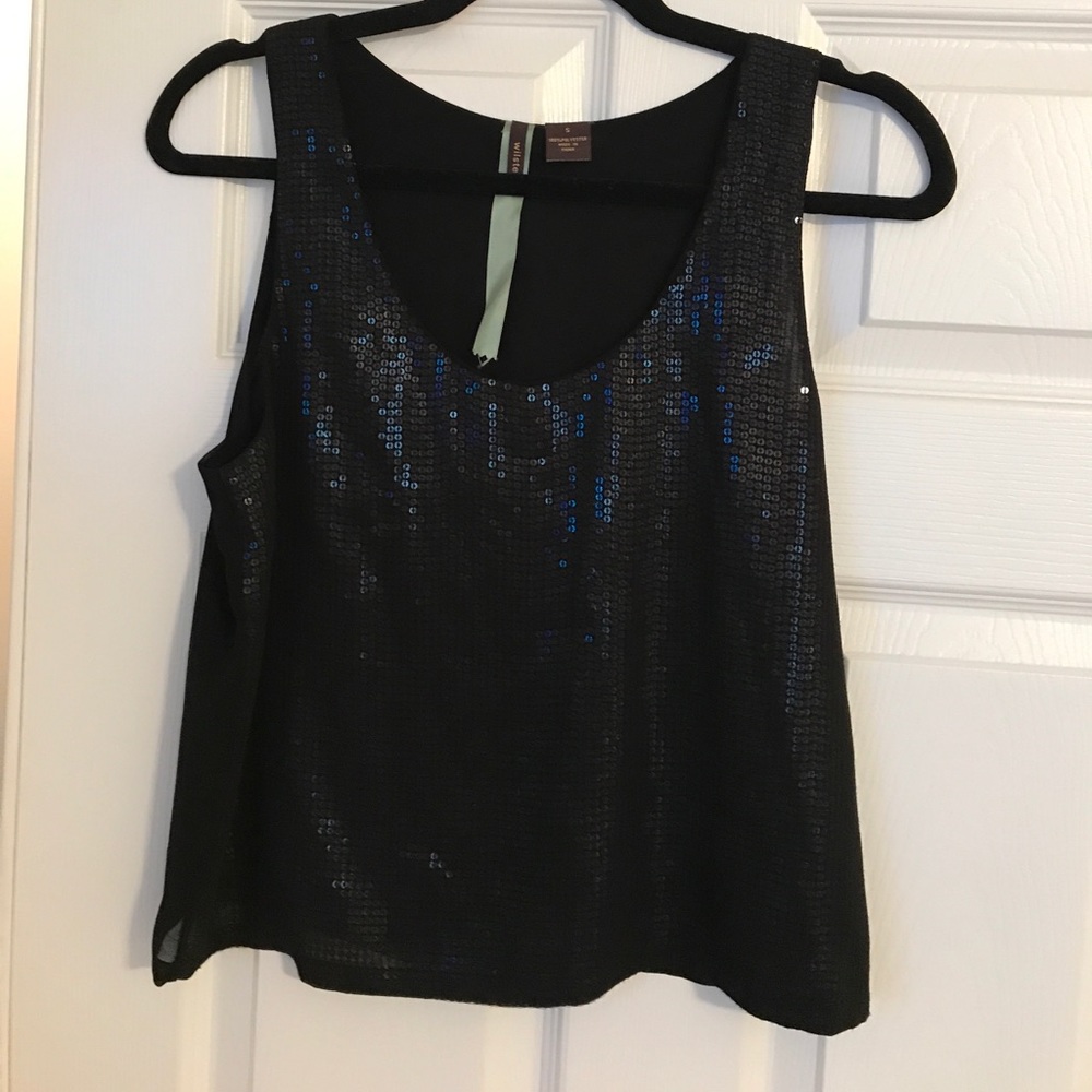 Crop black sequin tank
