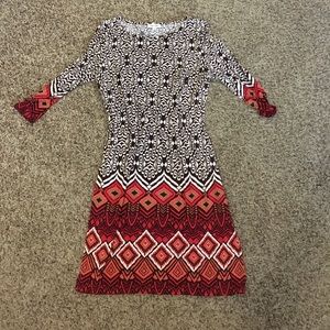 🍁🍂 Red, orange and brown print dress