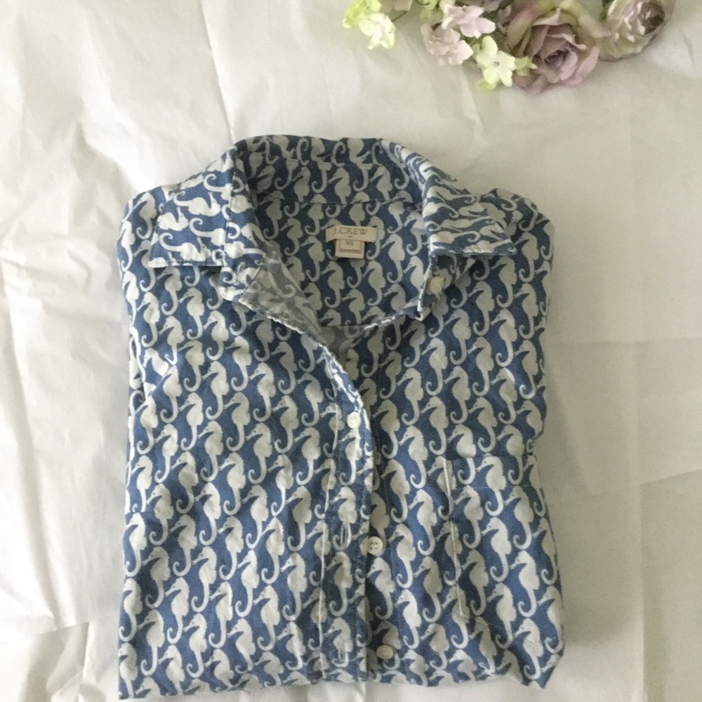 NWOT J. Crew seahorse button down shirt