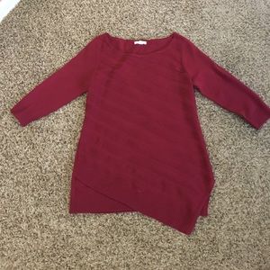 New York and Company asymmetrical dark red tunic