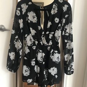 Design Lab Black & White Long-sleeve Wrap Romper