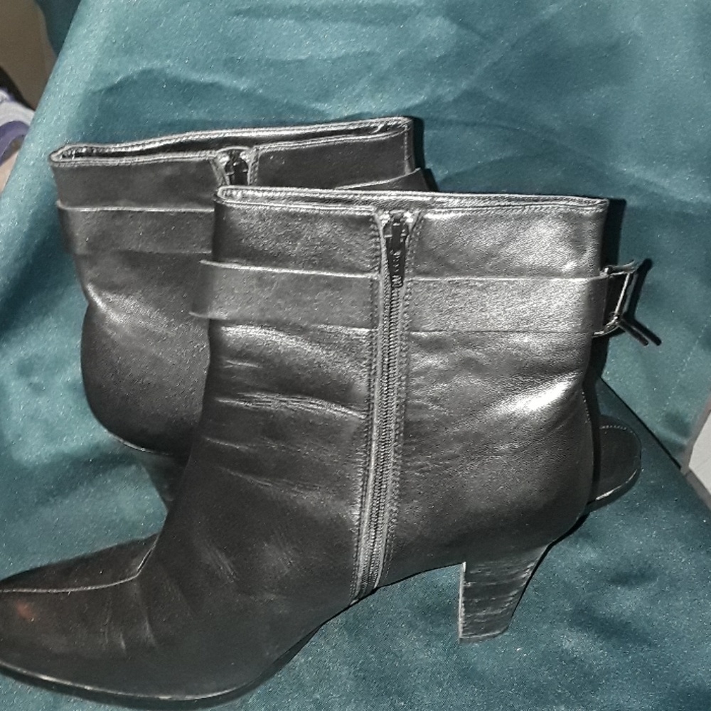 Black leather ankle boots