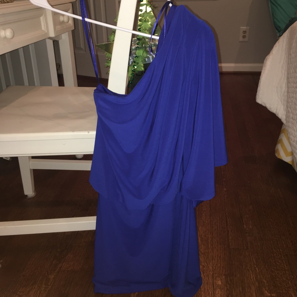jessica simpson cobalt blue one shoulder dress