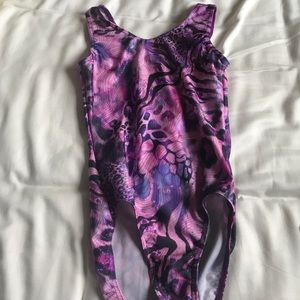 Purple and pink gymnastics leotard