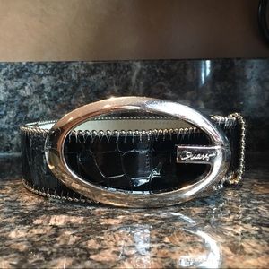 Women's black Guess belt