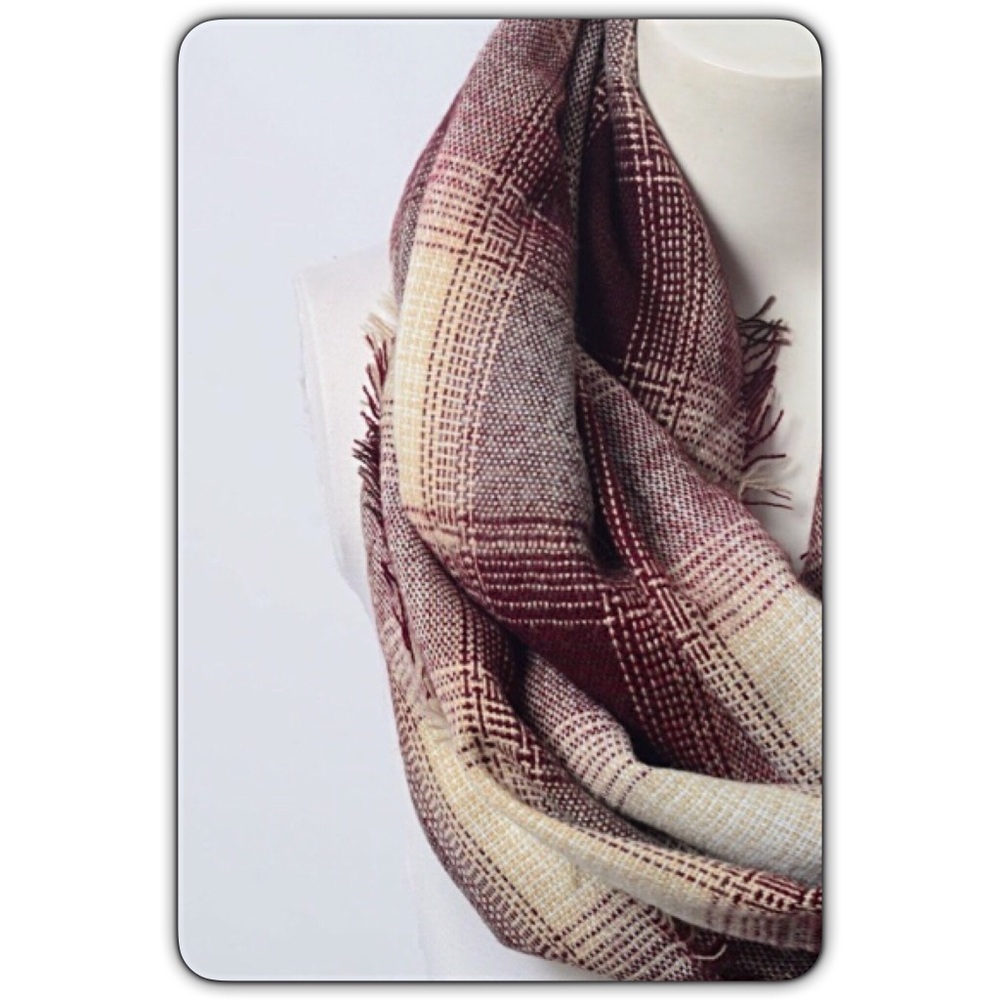 Lightweight Plaid Frayed Edge Infinity Scarf - Picture 4 of 5