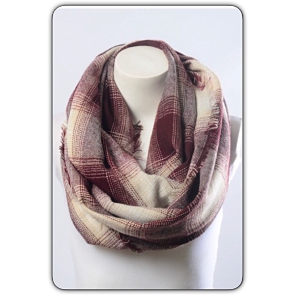 Lightweight Plaid Frayed Edge Infinity Scarf - Picture 3 of 5