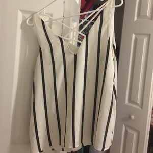 Vertical striped sleeveless blouse