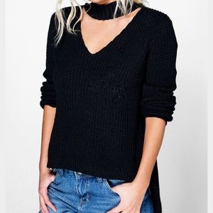 Choker V Neck Oversized Sweater