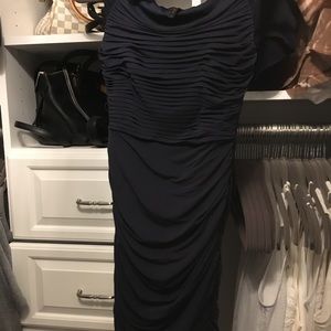 BCBG navy rouched cocktail dress