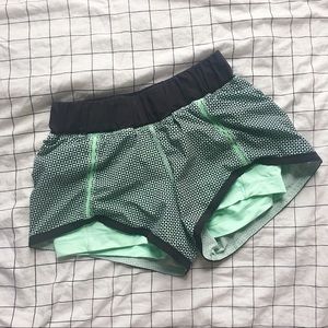 Mint green lululemon running shorts