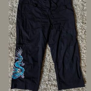 Johnny Was cargo dragon Embroidered pants L