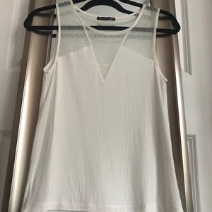 Zara White Blouse, Mesh & Dot Detail, Never Worn