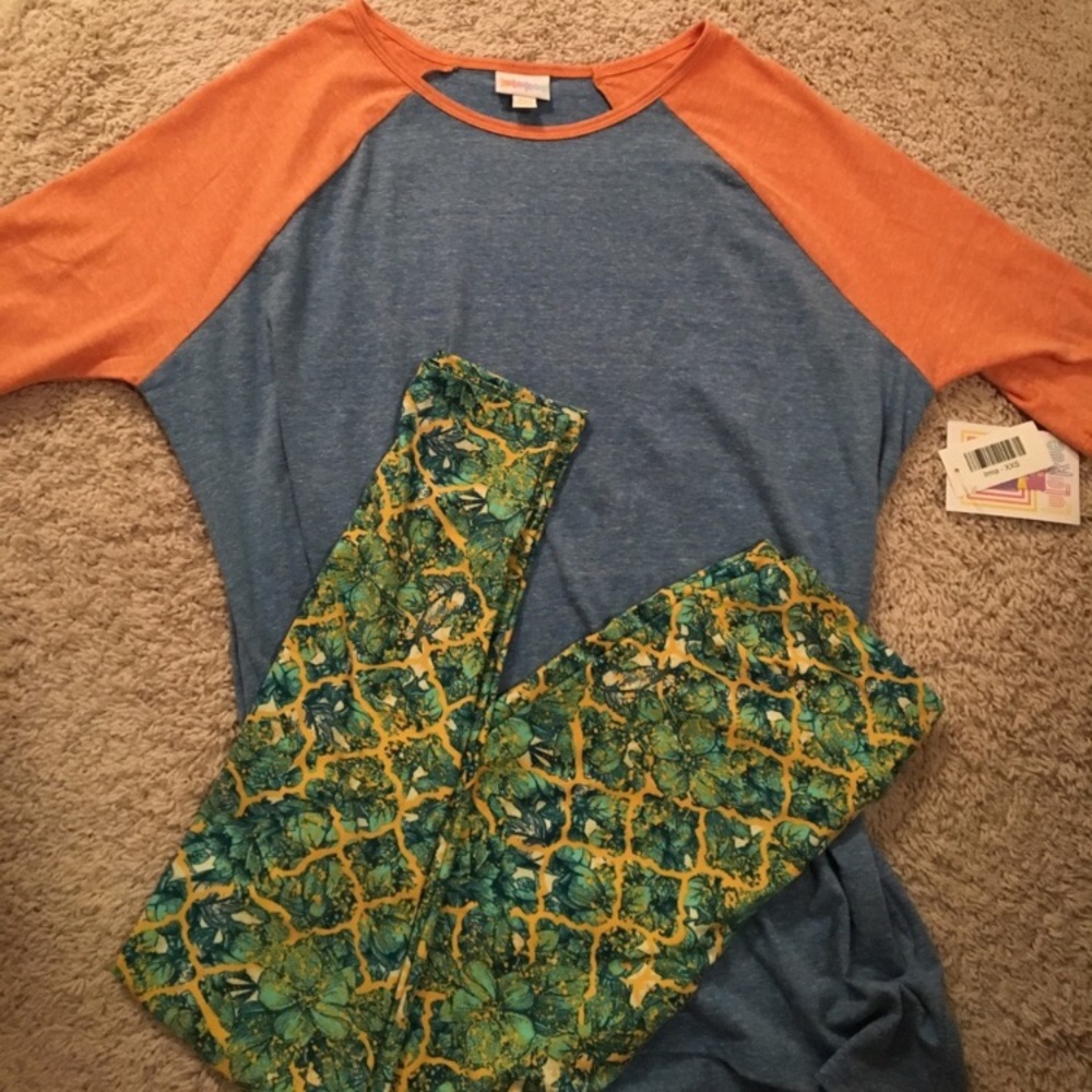 LulaRoe Irma orange and blue XXS
