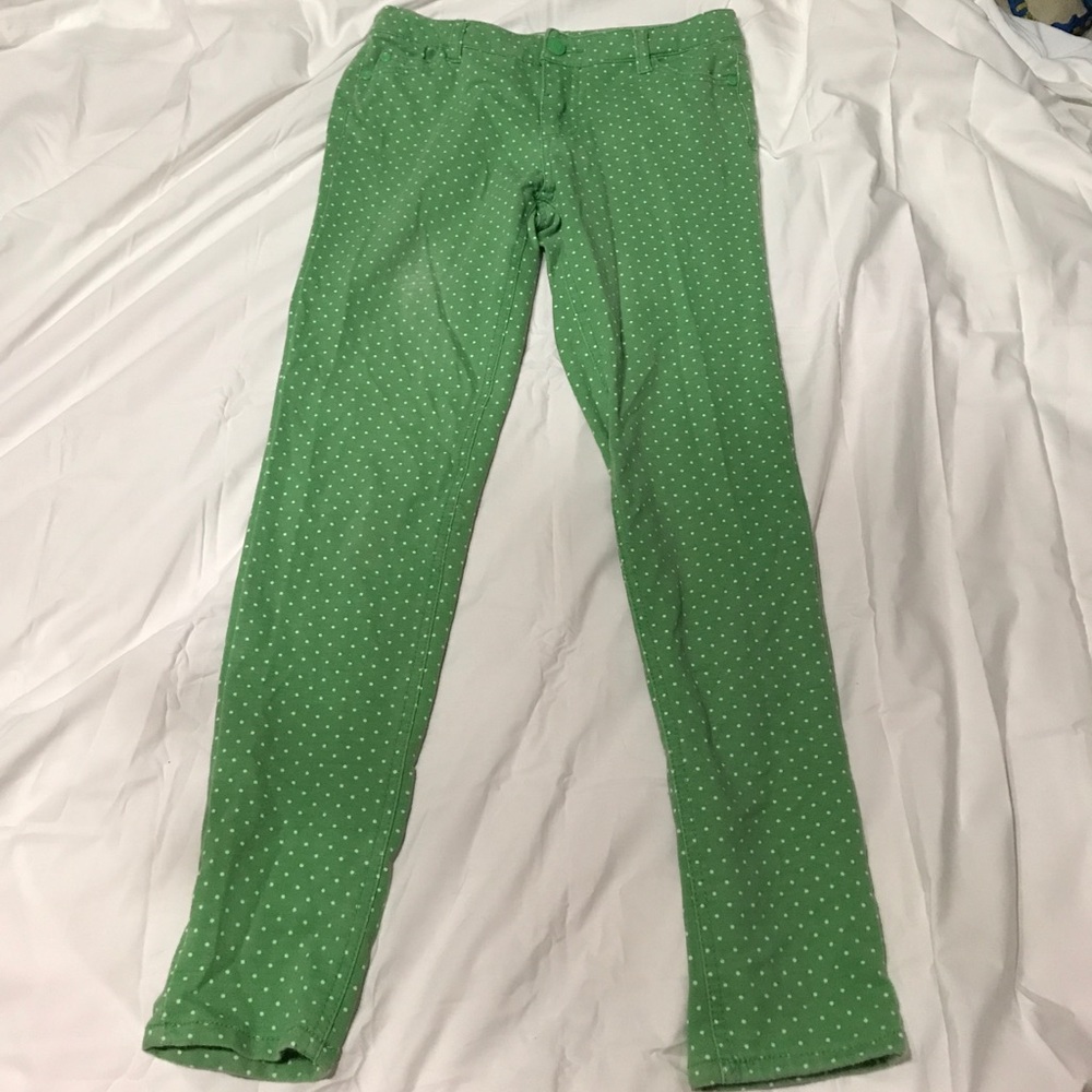 KIDS green pokadot pants