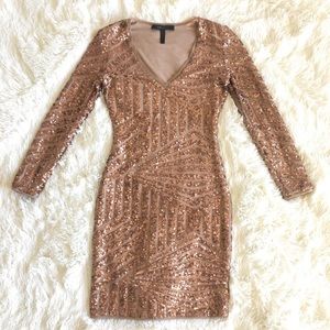 BCBG Sequin Cocktail Dress - Bronze