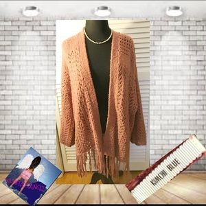 Urban outfitters Knit Kimono Fringe Cardigan Med
