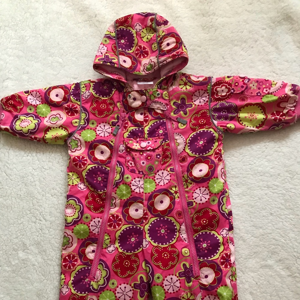 Hanna Andersson Pink Floral Snowsuit Size 80 EUC