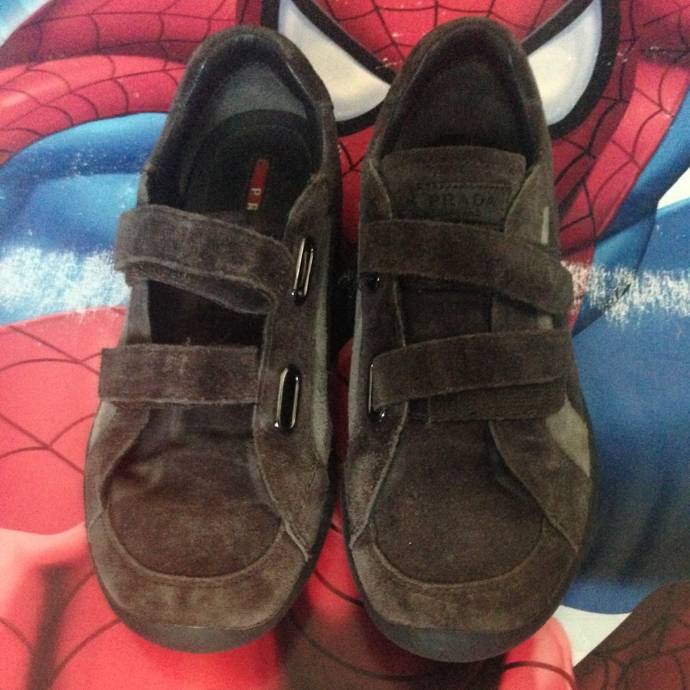 Prada Kids Suede Velcro Strap Shoes Size 34/4