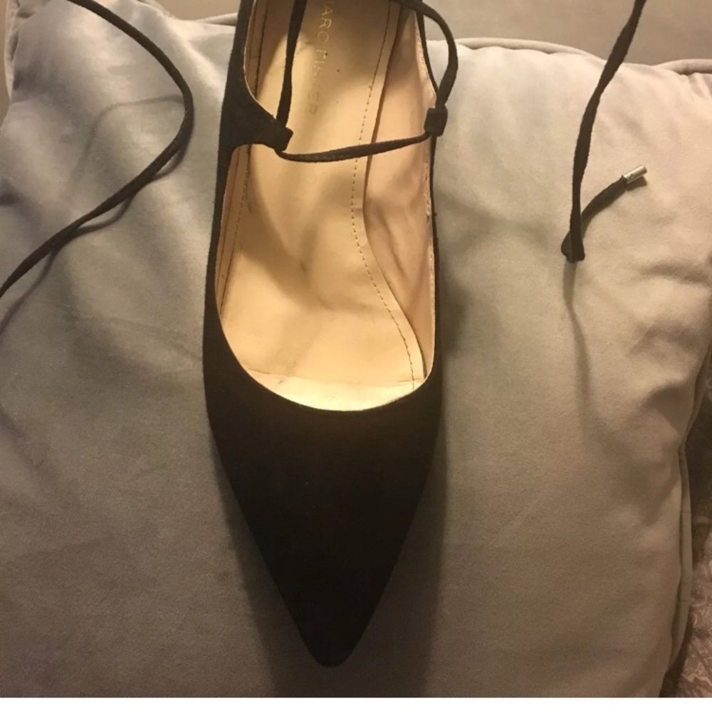 Cute black wedge pointed toe heels