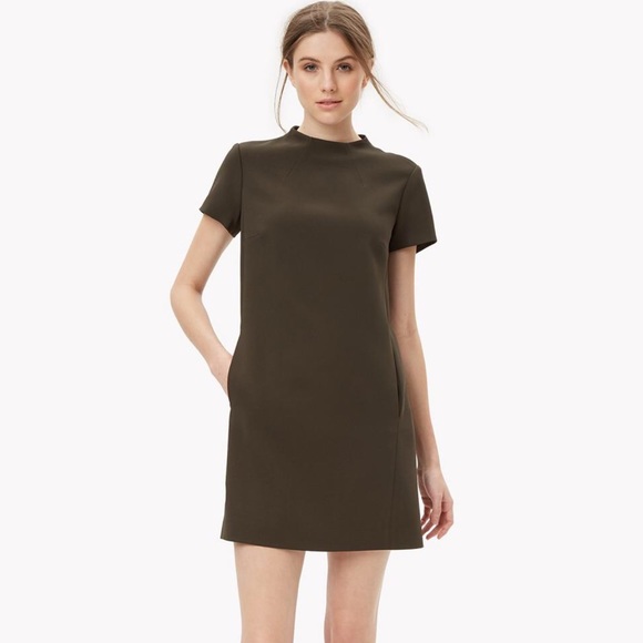 Theory Dresses & Skirts - bnwt • theory • olive crepe mock neck shift dress