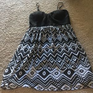 black and white tribal spaghetti strap mini dress
